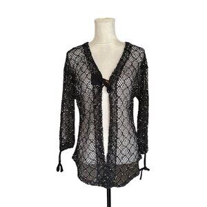 Kaktus Y2k Toggle Closure Lace Knit Open Front Cardigan Front Goth Fairy Sz XL